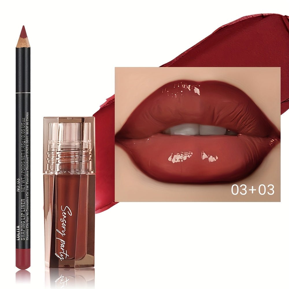 Pudaier Hydrating Lip Gloss & Lip Liner Set - Long - Lasting, Matte Finish for All Light Beige Types, Perfect for Every Makeup Style, with Nourishing Lip Balm & Precision Lip Pencil, Lipstick - U&MORE