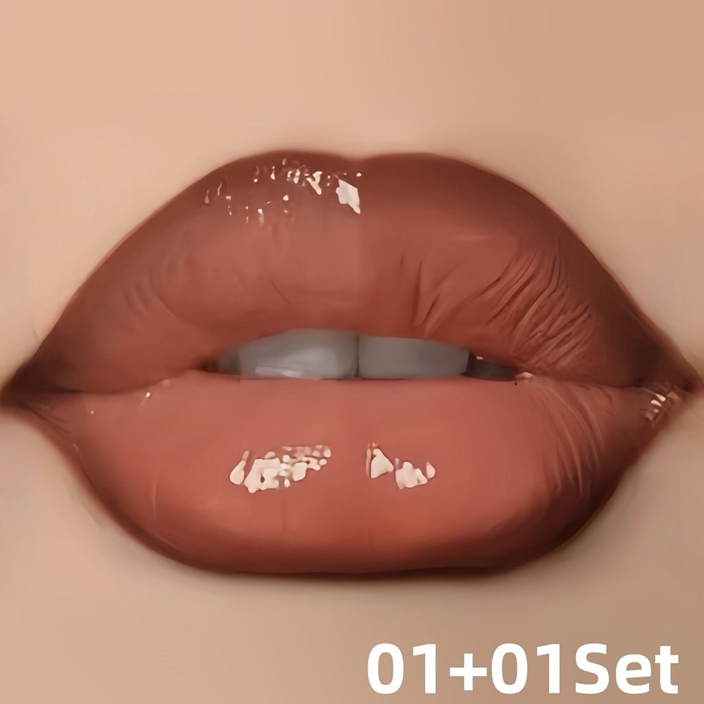 Pudaier Hydrating Lip Gloss & Lip Liner Set - Long - Lasting, Matte Finish for All Light Beige Types, Perfect for Every Makeup Style, with Nourishing Lip Balm & Precision Lip Pencil, Lipstick - U&MORE