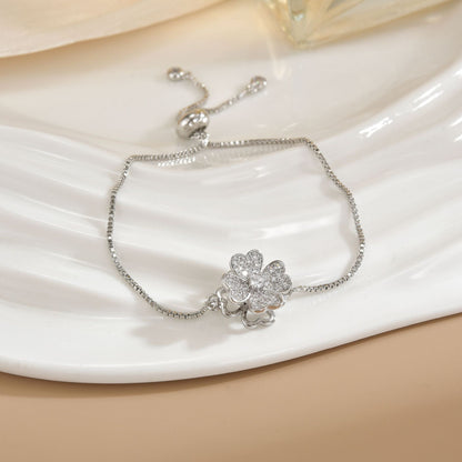 Simple Rotatable Flower Color - preserving Pure Copper Gold - plated Bracelet - U&MORE