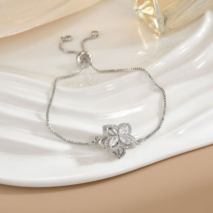 Simple Rotatable Flower Color - preserving Pure Copper Gold - plated Bracelet - U&MORE