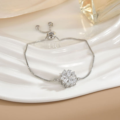 Simple Rotatable Flower Color - preserving Pure Copper Gold - plated Bracelet - U&MORE