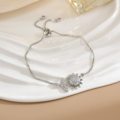 Simple Rotatable Flower Color - preserving Pure Copper Gold - plated Bracelet - U&MORE