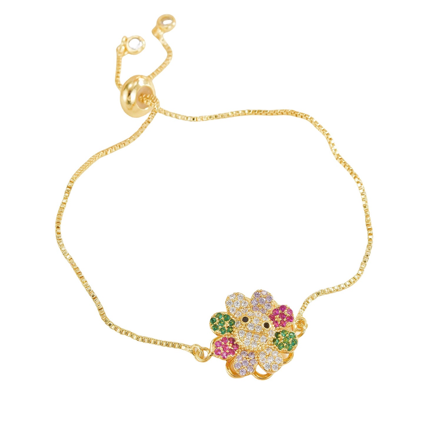 Simple Rotatable Flower Color - preserving Pure Copper Gold - plated Bracelet - U&MORE