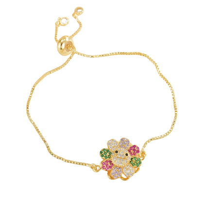 Simple Rotatable Flower Color - preserving Pure Copper Gold - plated Bracelet - U&MORE