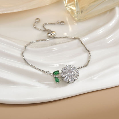 Simple Rotatable Flower Color - preserving Pure Copper Gold - plated Bracelet - U&MORE