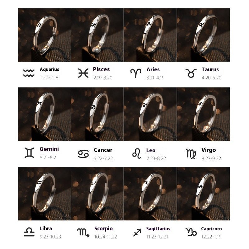 Simple Twelve Constellation Open Ring Single Exclusive Ring - U&MORE