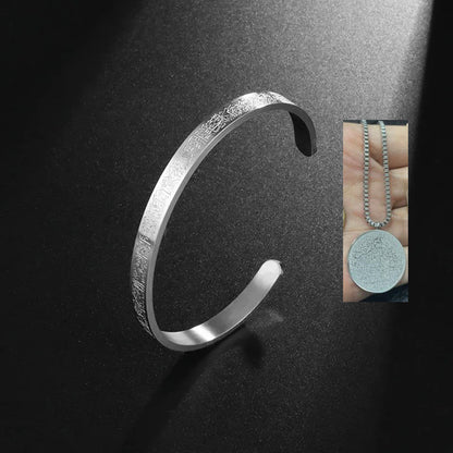 Stainless Steel Arabic Disc Necklace Bracelet - U&MORE