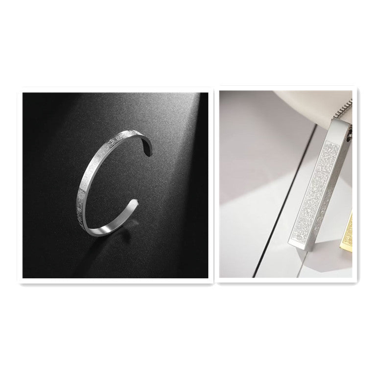 Stainless Steel Arabic Disc Necklace Bracelet - U&MORE