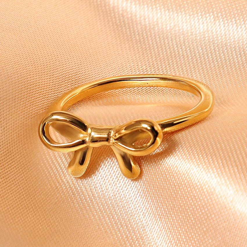 Stainless Steel Bow - knot Cross Titanium - steel - style Ring Women's Design - U&MORE
