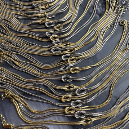 Stainless Steel Valentine's Day Knot Snake Chain Necklace Hand Knotted Bracelet - U&MORE