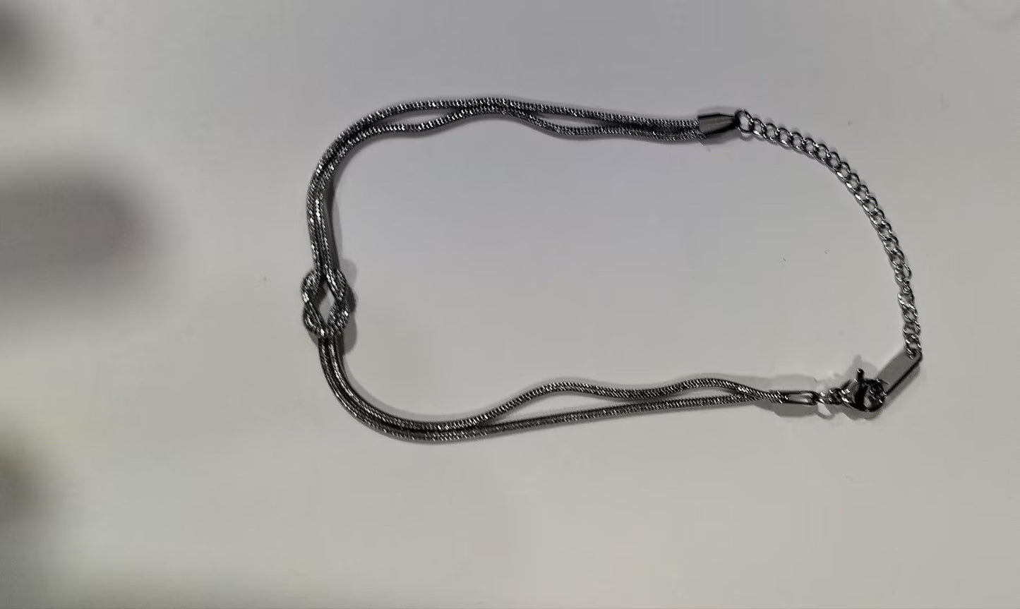 Stainless Steel Valentine's Day Knot Snake Chain Necklace Hand Knotted Bracelet - U&MORE