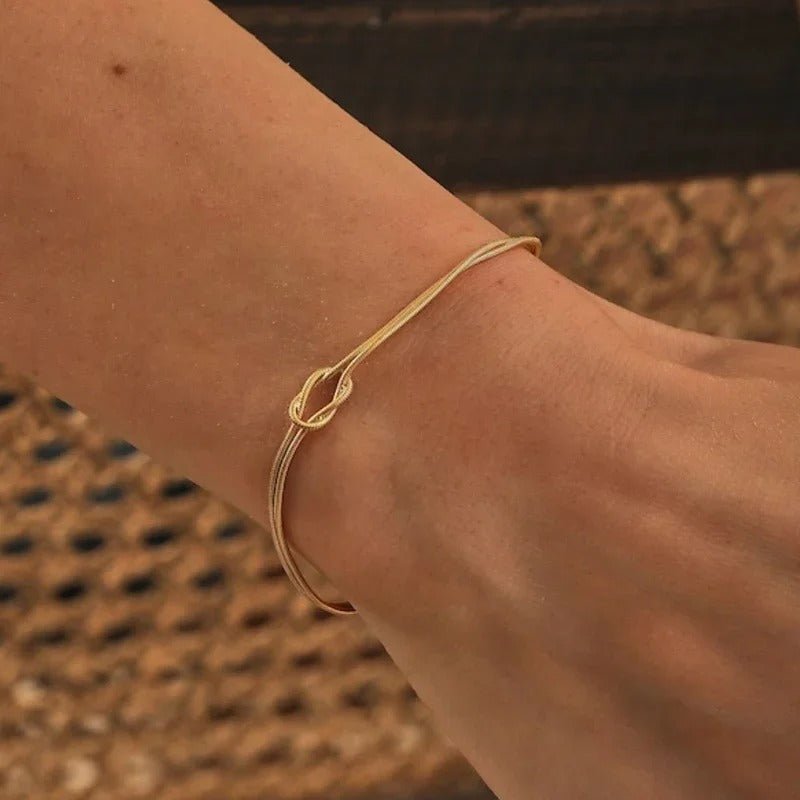 Stainless Steel Valentine's Day Knot Snake Chain Necklace Hand Knotted Bracelet - U&MORE