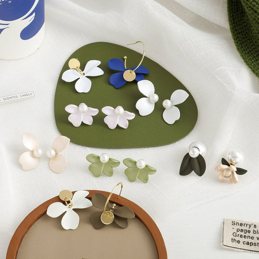 Sterling Silver Needle Mori Style Fresh Flower Stud Earrings New Spring And Summer Pearl - U&MORE