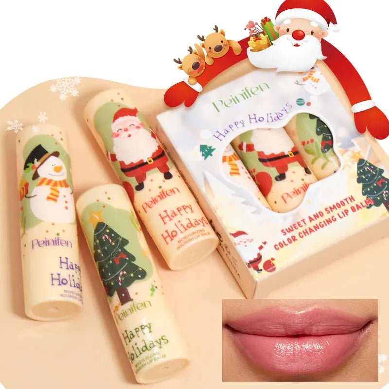 Three color changing lipstick, moisturizing and soothing, color changes with temperature, refreshing and non greasy lipstick set - U&MORE