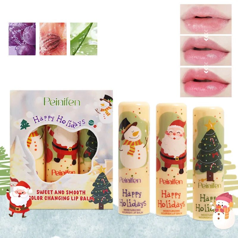 Three color changing lipstick, moisturizing and soothing, color changes with temperature, refreshing and non greasy lipstick set - U&MORE