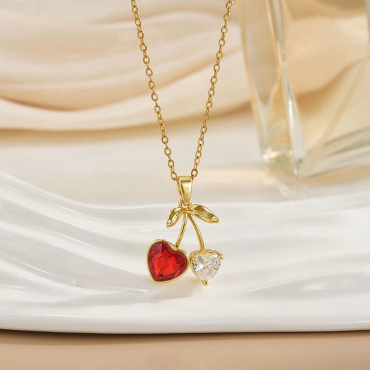 Women's Cherry Necklace Does Not Fade High - end Pendant Versatile Clavicle Chain - U&MORE