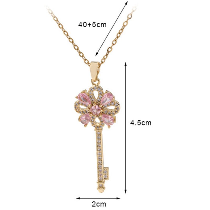 Women's Creative Retro Key Flower Necklace Clavicle Chain Jewelry - U&MORE