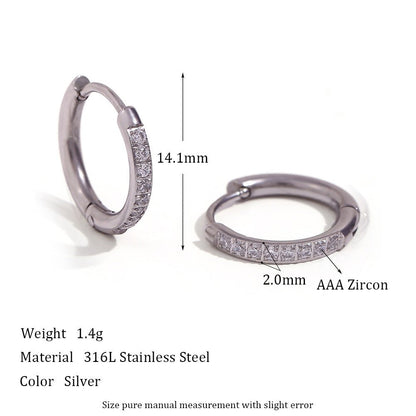 Women's Fashion Titanium Steel Rounded Edge Zircon Earrings - U&MORE