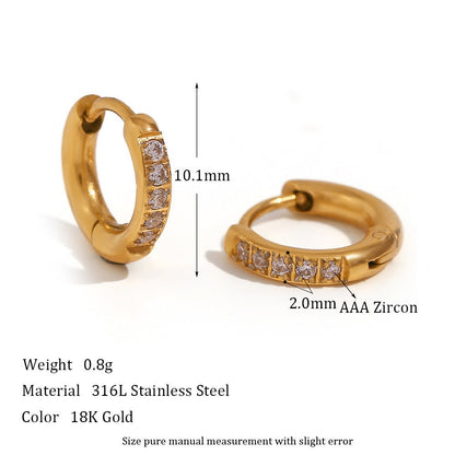 Women's Fashion Titanium Steel Rounded Edge Zircon Earrings - U&MORE