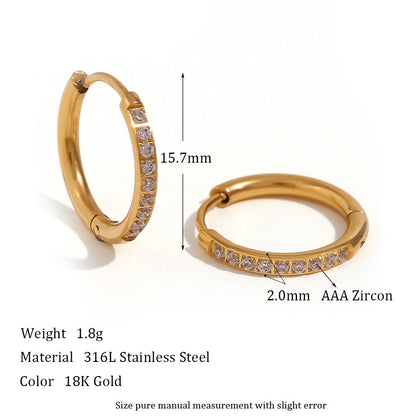 Women's Fashion Titanium Steel Rounded Edge Zircon Earrings - U&MORE
