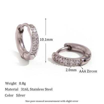 Women's Fashion Titanium Steel Rounded Edge Zircon Earrings - U&MORE
