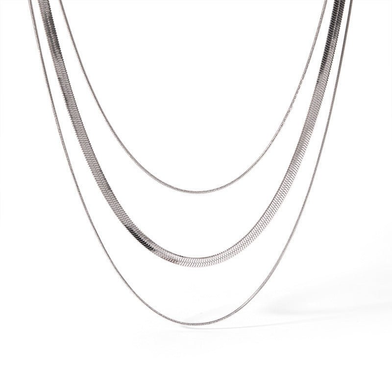 Women's Fashionable Three - Tier Layered Snake Bone Chain Necklace - U&MORE