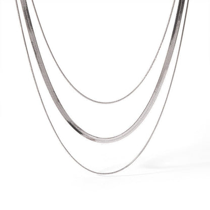 Women's Fashionable Three - Tier Layered Snake Bone Chain Necklace - U&MORE