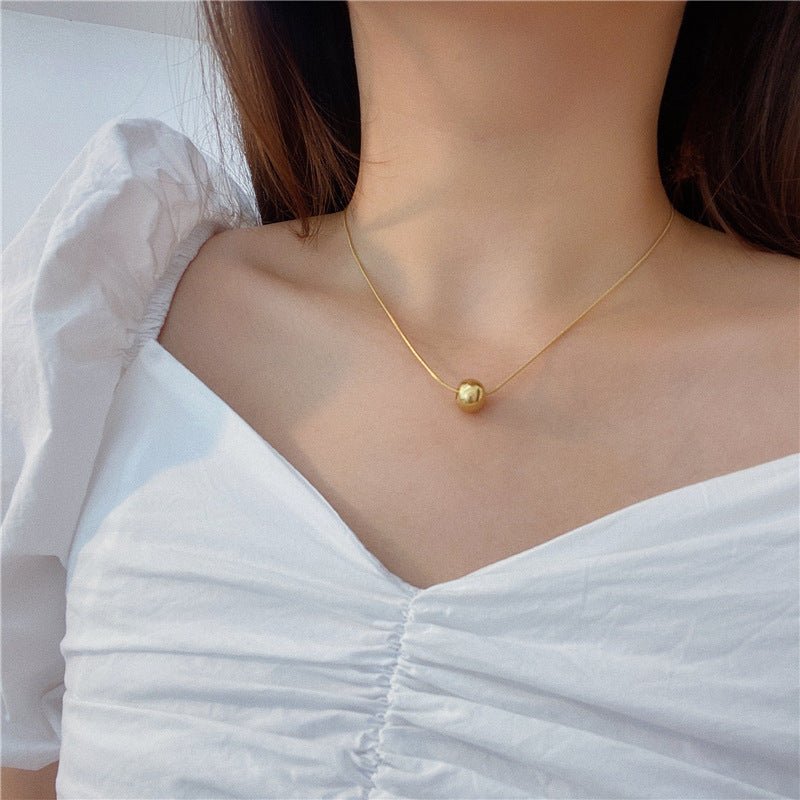 Women's Gold Small Round Beads Transfer Bead Necklace - U&MORE
