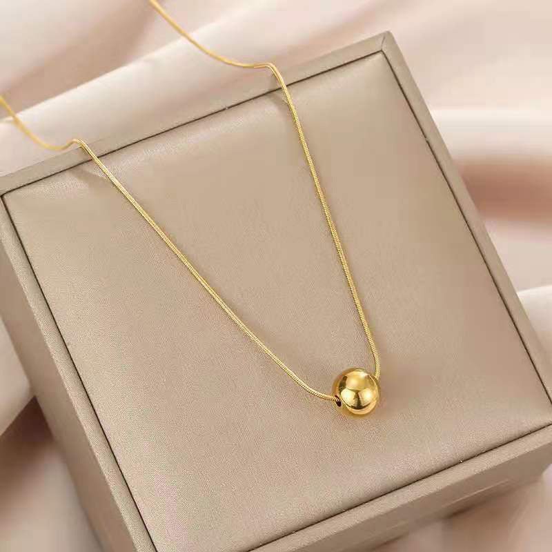 Women's Gold Small Round Beads Transfer Bead Necklace - U&MORE