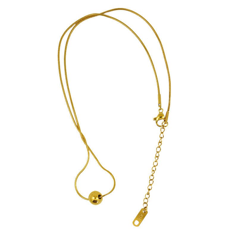 Women's Gold Small Round Beads Transfer Bead Necklace - U&MORE