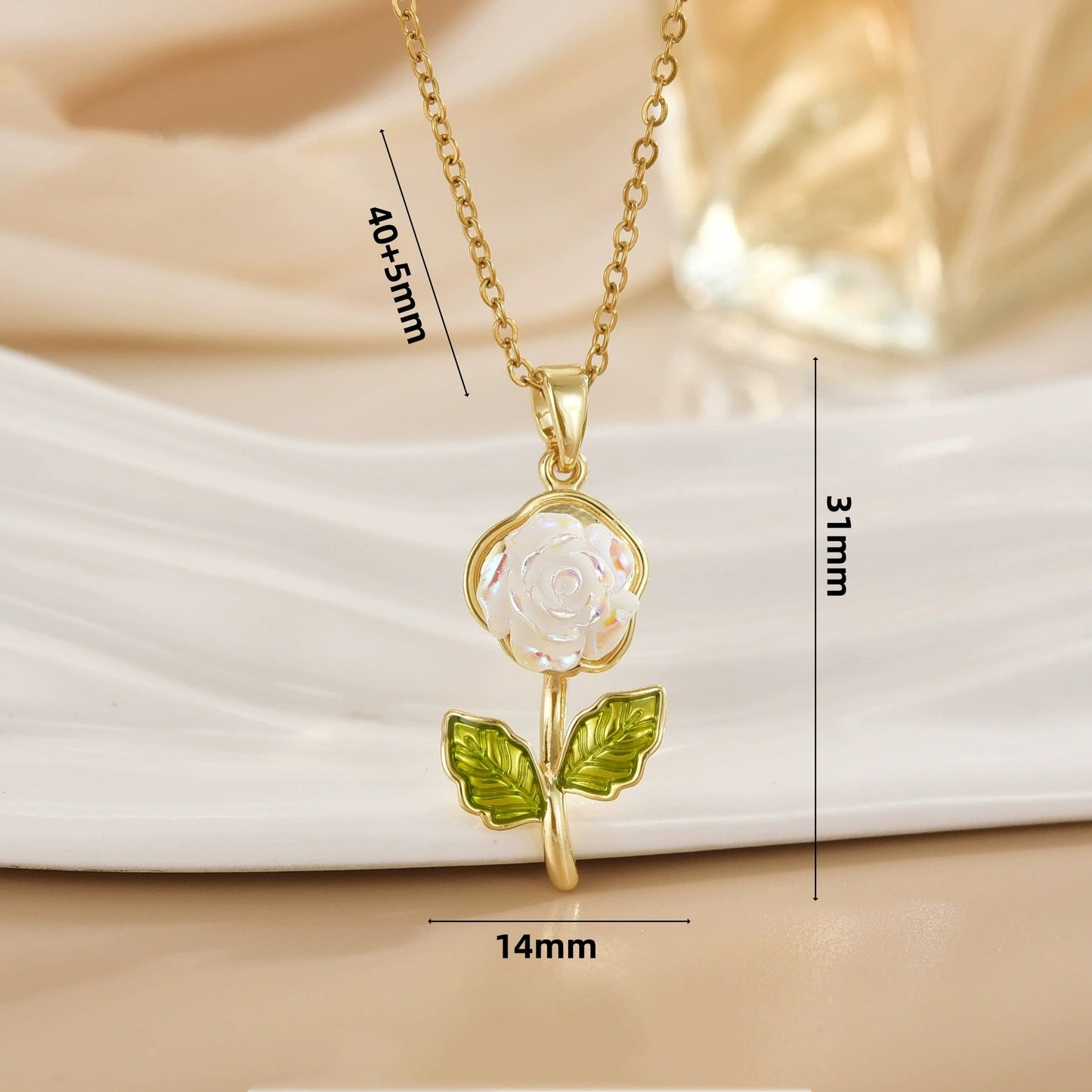 Women's Laser Gardenia Pendant Necklace Fashionable And Versatile Clavicle Chain - U&MORE