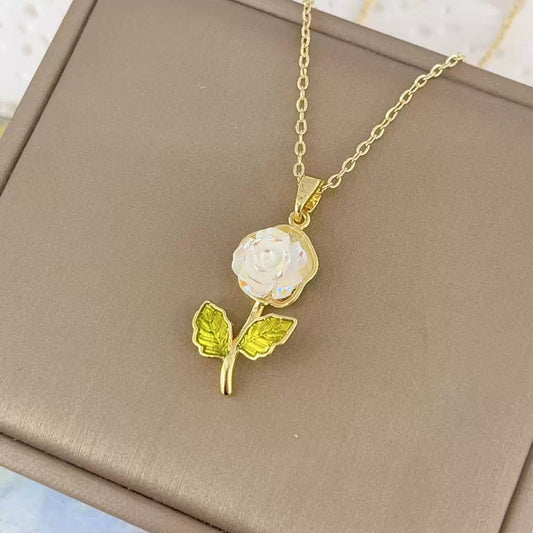 Women's Laser Gardenia Pendant Necklace Fashionable And Versatile Clavicle Chain - U&MORE